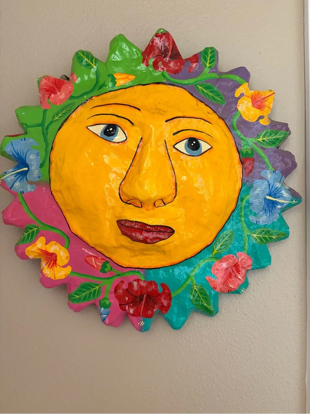 Mexican Sun Face Paper Mache 18 inches